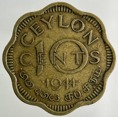 1944 Ceylon 10 Cents Coin | Fine Collectable Grade
