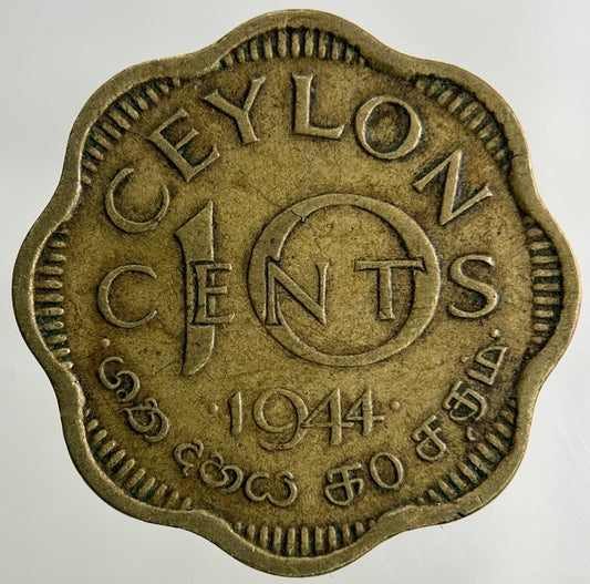 1944 Ceylon 10 Cents Coin | Fine Collectable Grade