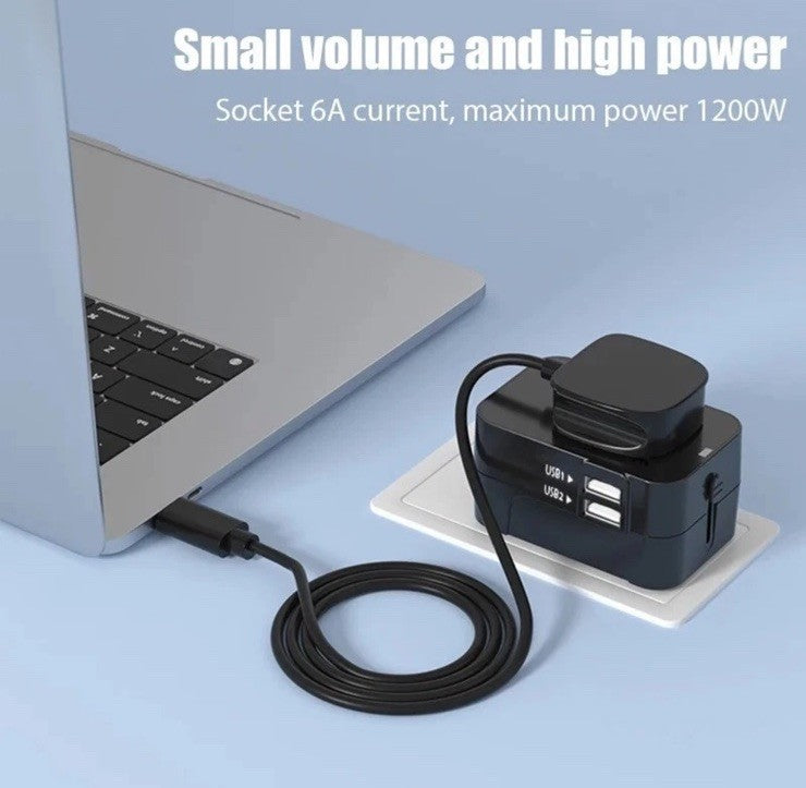 Worldwide Universal Travel Adapter Plug Fast Charger UK US EU AU with USB - C Port