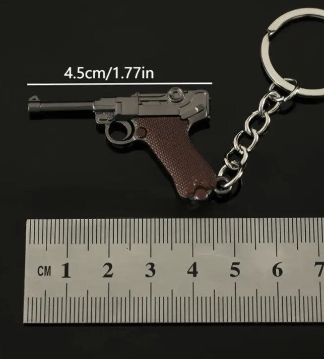 Mini German WWII Luger Pistol Gun Metal Keyring Premium Keychain Gift UK
