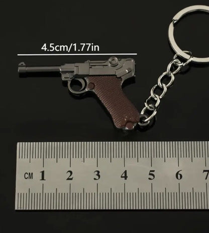 Mini German WWII Luger Pistol Gun Metal Keyring Premium Keychain Gift UK