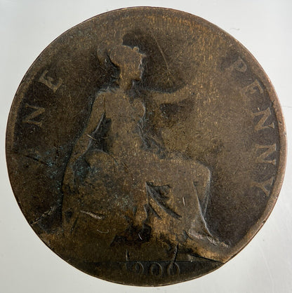 1900 Victoria One Penny Coin | Worn Grade