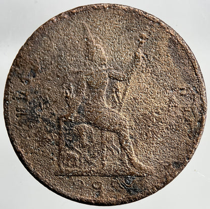 1887 - 1905 Thailand Thai Rama V 1/2 Att Coin | Fair Grade