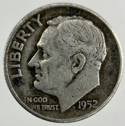 1952 - D US USA Roosevelt Dime Silver Coin | Collectable Grade