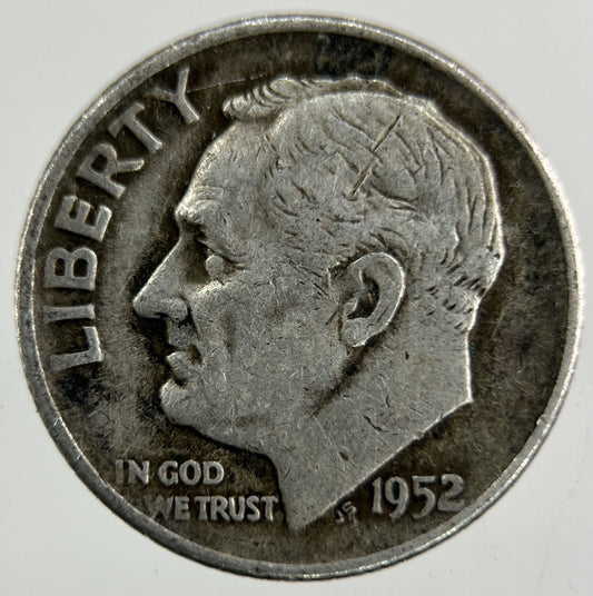 1952 - D US USA Roosevelt Dime Silver Coin | Collectable Grade