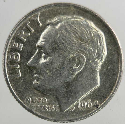 1964 US USA Roosevelt Dime Silver Coin | Fine Collectable Grade
