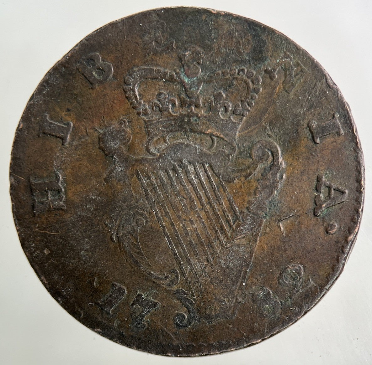 1782 Irish Half - Penny Coin | Fine Collectable Grade
