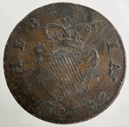 1782 Irish Half - Penny Coin | Fine Collectable Grade