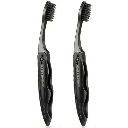 2 x Black Fold - able Folding Travel Toothbrush For Travel Camping Hiking UK