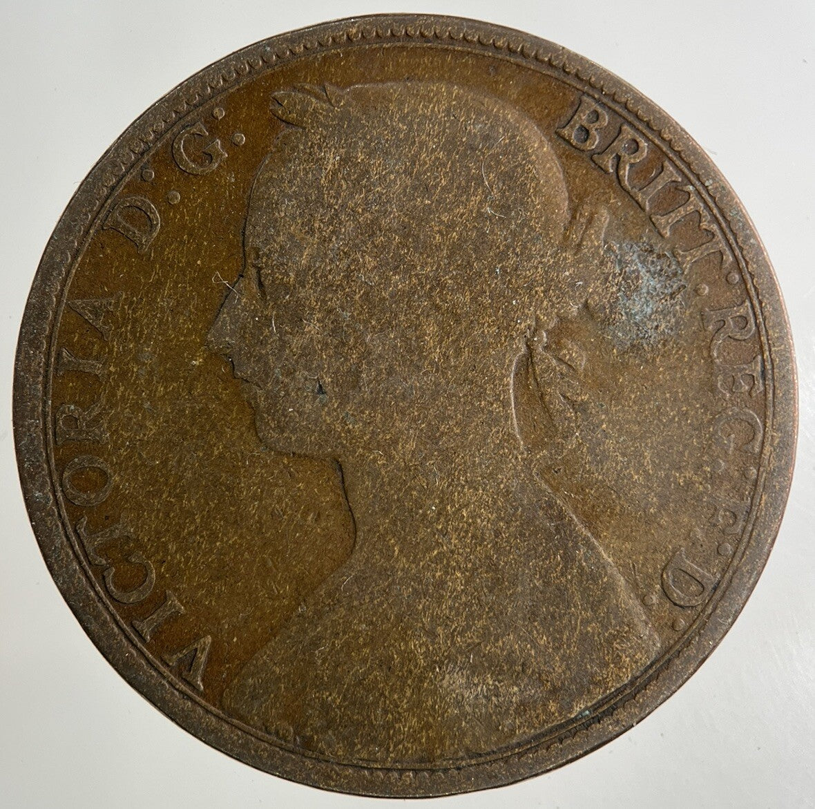 1893 Victoria One Penny Coin | Worn Grade