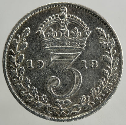 1918 George V Threepence Silver Coin | Very High Grade
