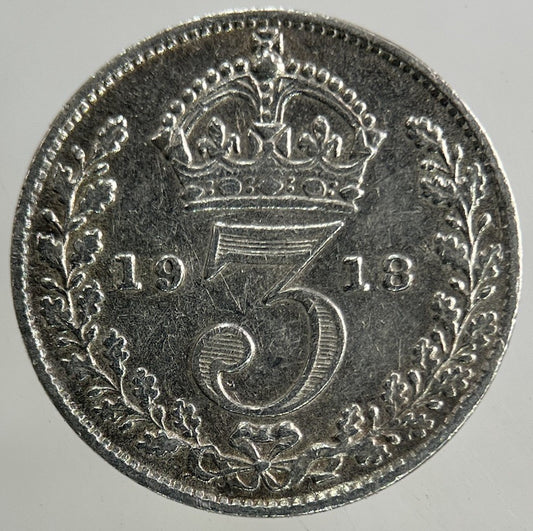 1918 George V Threepence Silver Coin | Very High Grade