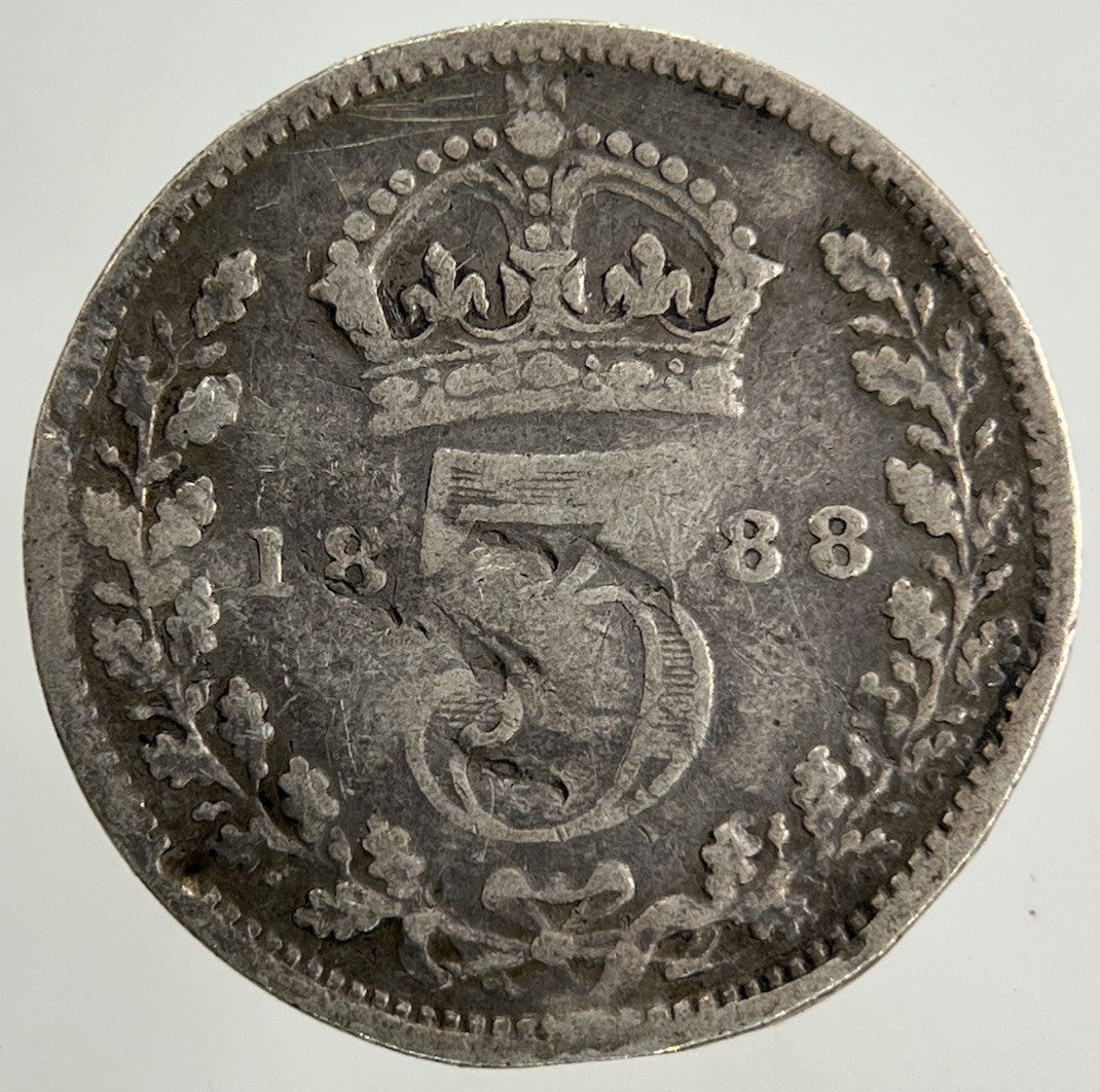 1888 Victoria Threepence Silver Coin | Fair Grade