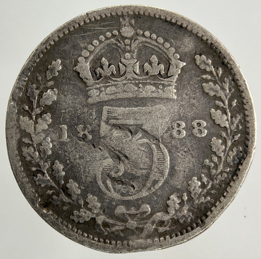 1888 Victoria Threepence Silver Coin | Fair Grade