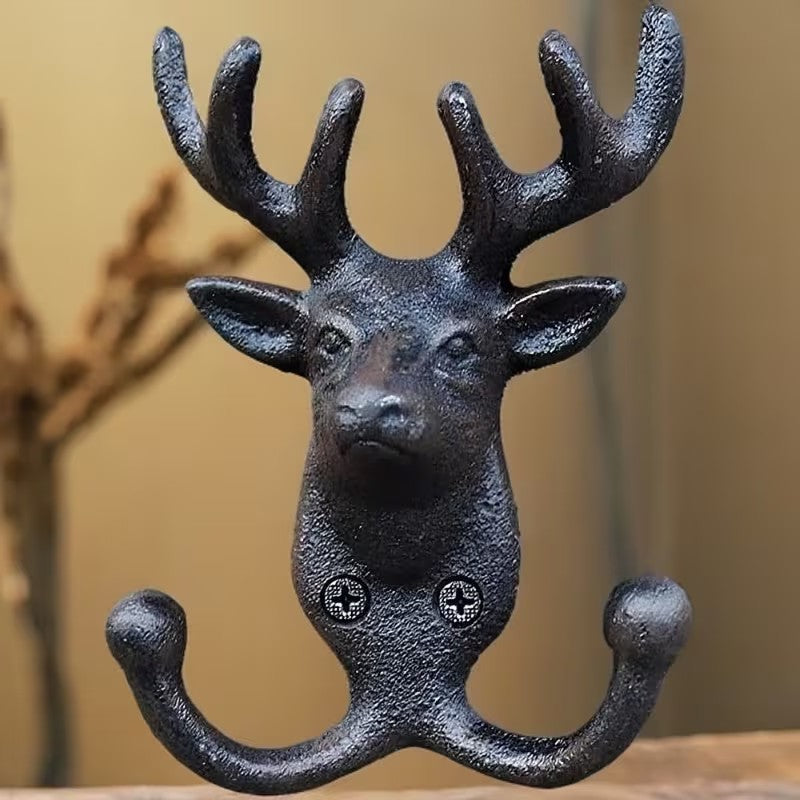 Cast Iron Heavy Duty Deer Clothing Hook Wall Mounted Hanging Rack Holder