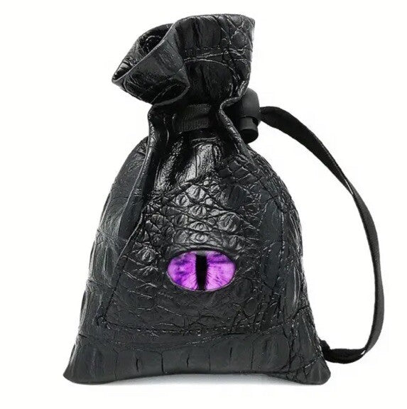 Black & Purple Dragon Eye Coin or Dice Storage Pouch Sack Bag