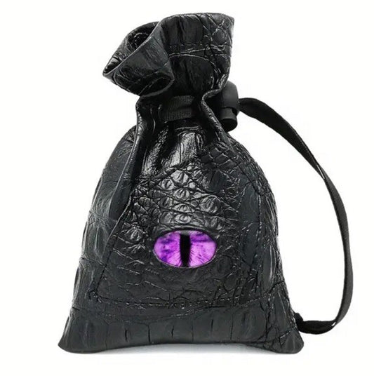 Black & Purple Dragon Eye Coin or Dice Storage Pouch Sack Bag