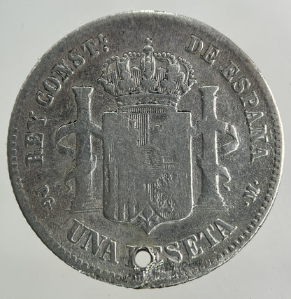 1891 Spain Un 1 Peseta Silver Coin | Collectable Grade