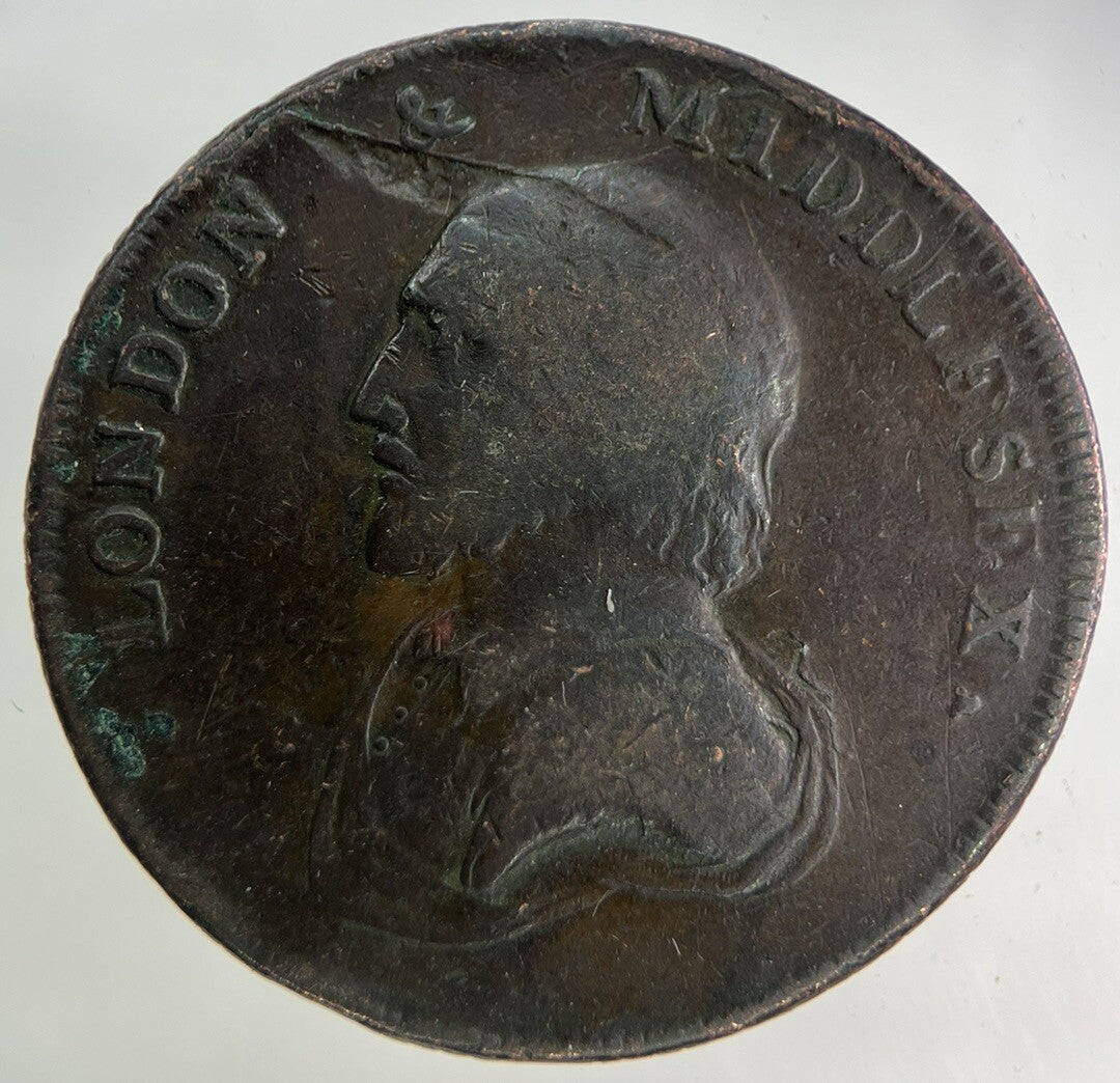 1792 London & Middlesex Half - Penny Token Coin | Fine Collectable Grade