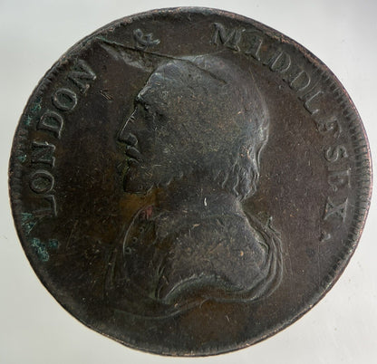 1792 London & Middlesex Half - Penny Token Coin | Fine Collectable Grade