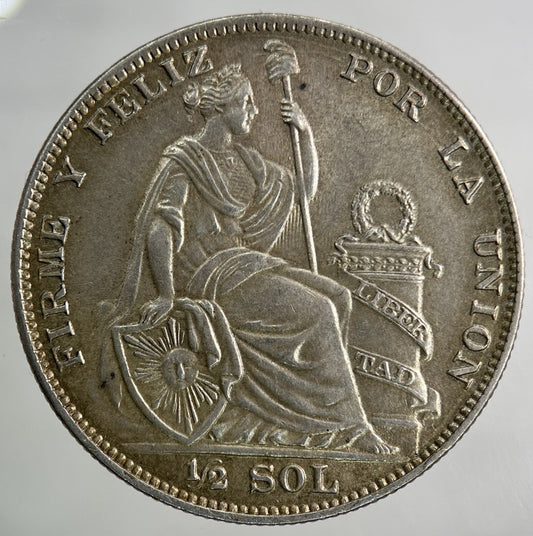 1935 Peru 1/2 Half Sol Silver Coin | Very High Grade
