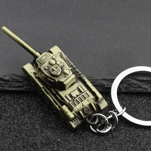 Mini Tank Bronze Coloured With Rotating Turret Keyring Premium Keychain Gift UK