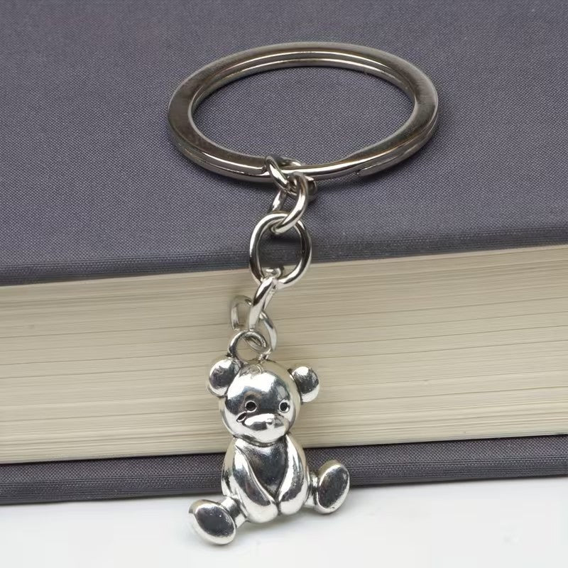 Mini Metal Cute Teddy Bear Charm Keyring Keychain Gift UK