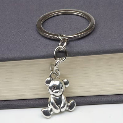 Mini Metal Cute Teddy Bear Charm Keyring Keychain Gift UK