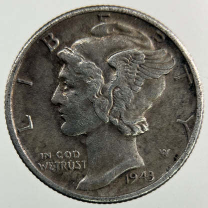 1943 US USA Mercury Dime Silver Coin | Fine Collectable Grade