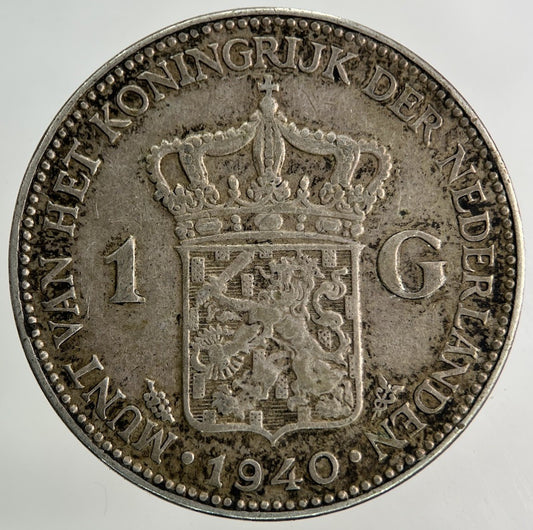 1940 Netherlands 1 Gulden Silver Coin | Fine Collectable Grade