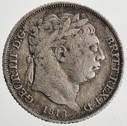 1818 George III Sixpence Silver Coin | Fine Collectable Grade | a6912