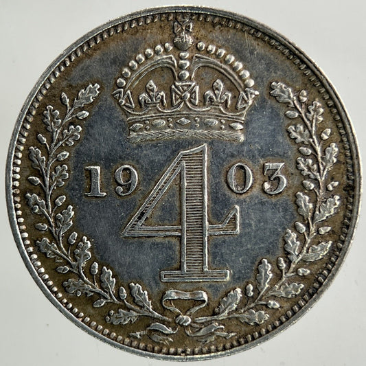 1903 Edward VII Maundy Four - Pence Silver Coin | Very High Grade