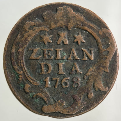 1768 Netherlands Zelandia 1 Duit Coin | Fine Collectable Grade