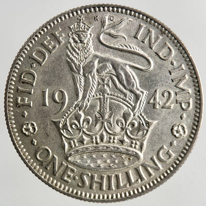 1942 George VI Silver Shilling Coin | Very High Grade