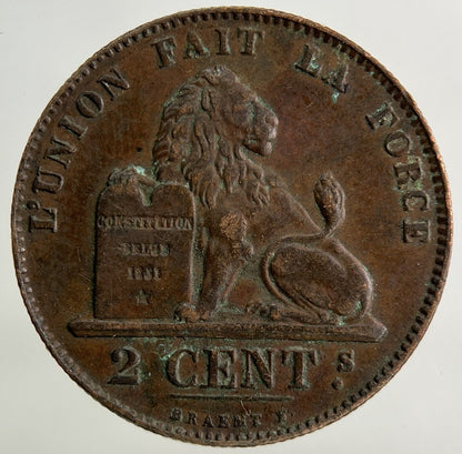 1865 Belgium 2 Centimes Coin | Very High Grade