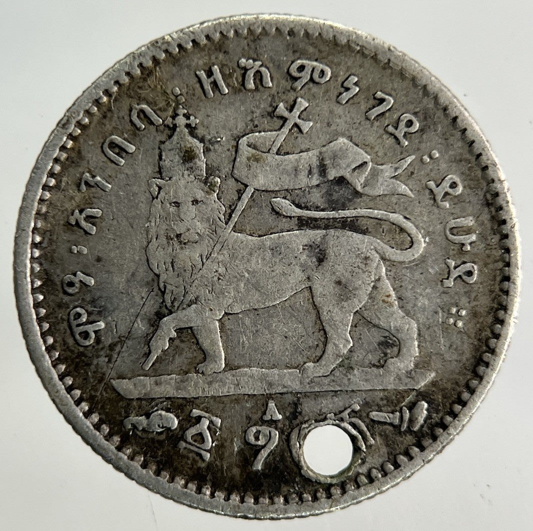 1895 - 1903 Africa Ethiopia 1 Ghersh Silver Coin | Collectable Grade