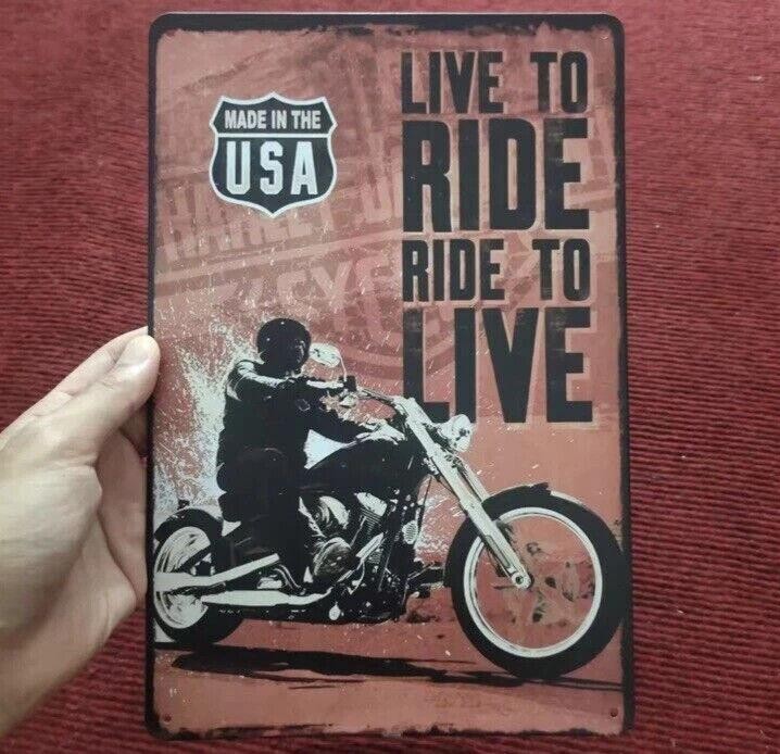 USA Live To Ride Motorbike Metal Plaque Retro Vintage Tin sign 30x20cm