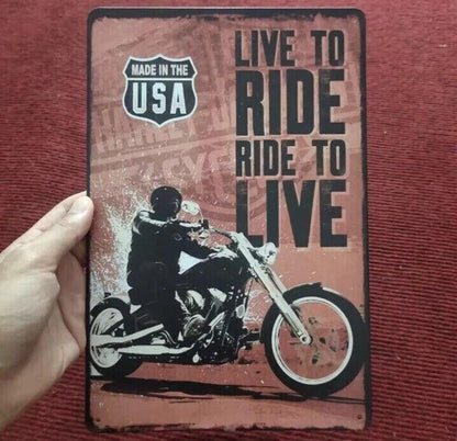 USA Live To Ride Motorbike Metal Plaque Retro Vintage Tin sign 30x20cm