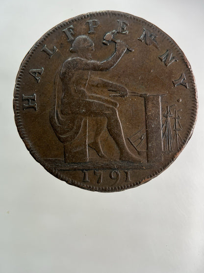 1791 John Wilkinson Iron Master Half - Penny Coin | Fine Collectable Grade