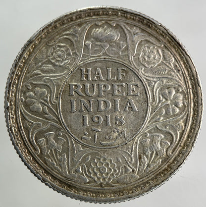 1918 India Half Rupee Silver Coin | Very High Grade