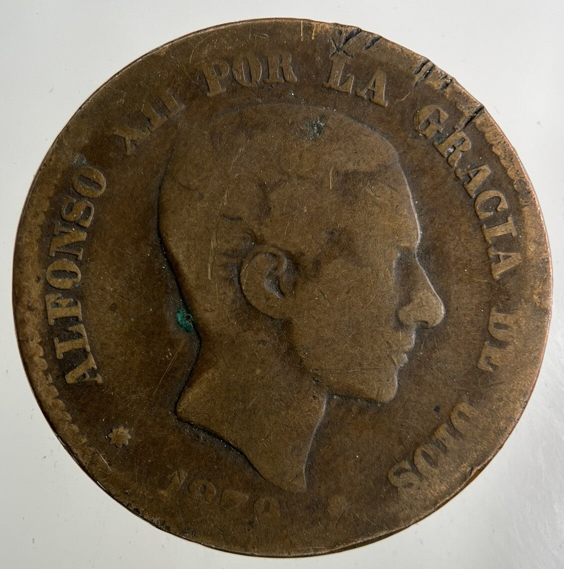 1879 Spain 10 Diez Centimos Coin | Fair Grade