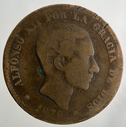 1879 Spain 10 Diez Centimos Coin | Fair Grade