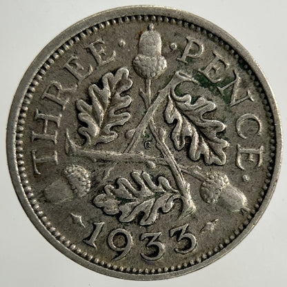 1933 George V Threepence Silver Coin | Fine Collectable Grade