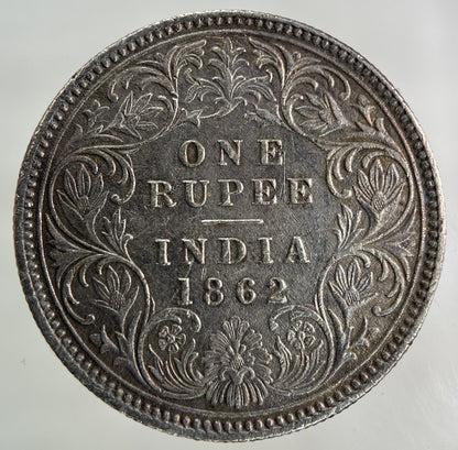 1862 India One Rupee Silver Coin | Fine Collectable Grade