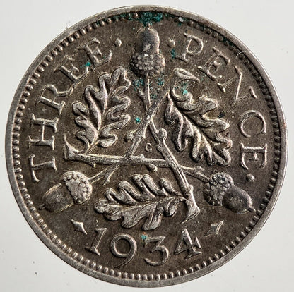 1934 George V Threepence Silver Coin | Fine Collectable Grade