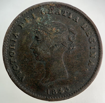 1843 Canada New Brunswick Half - Penny Coin | Fine Collectable Grade