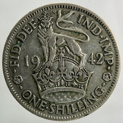 1942 George VI Shilling Silver Coin | Fine Collectable Grade
