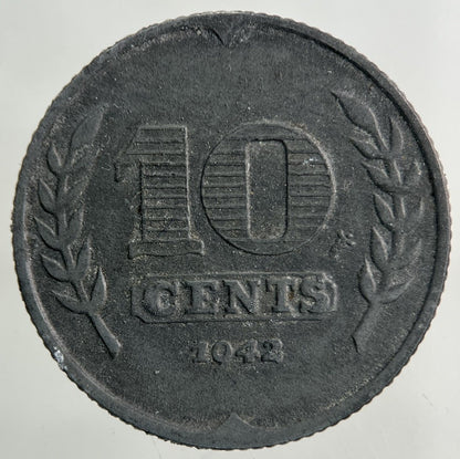 1942 Netherlands 10 Cents Coin | Fine Collectable Grade