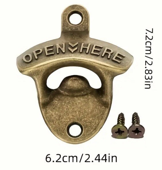Metal Wall Mounted Beer Bottle Opener Traditional Pub Design / Rustic Retro