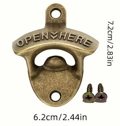 Metal Wall Mounted Beer Bottle Opener Traditional Pub Design / Rustic Retro